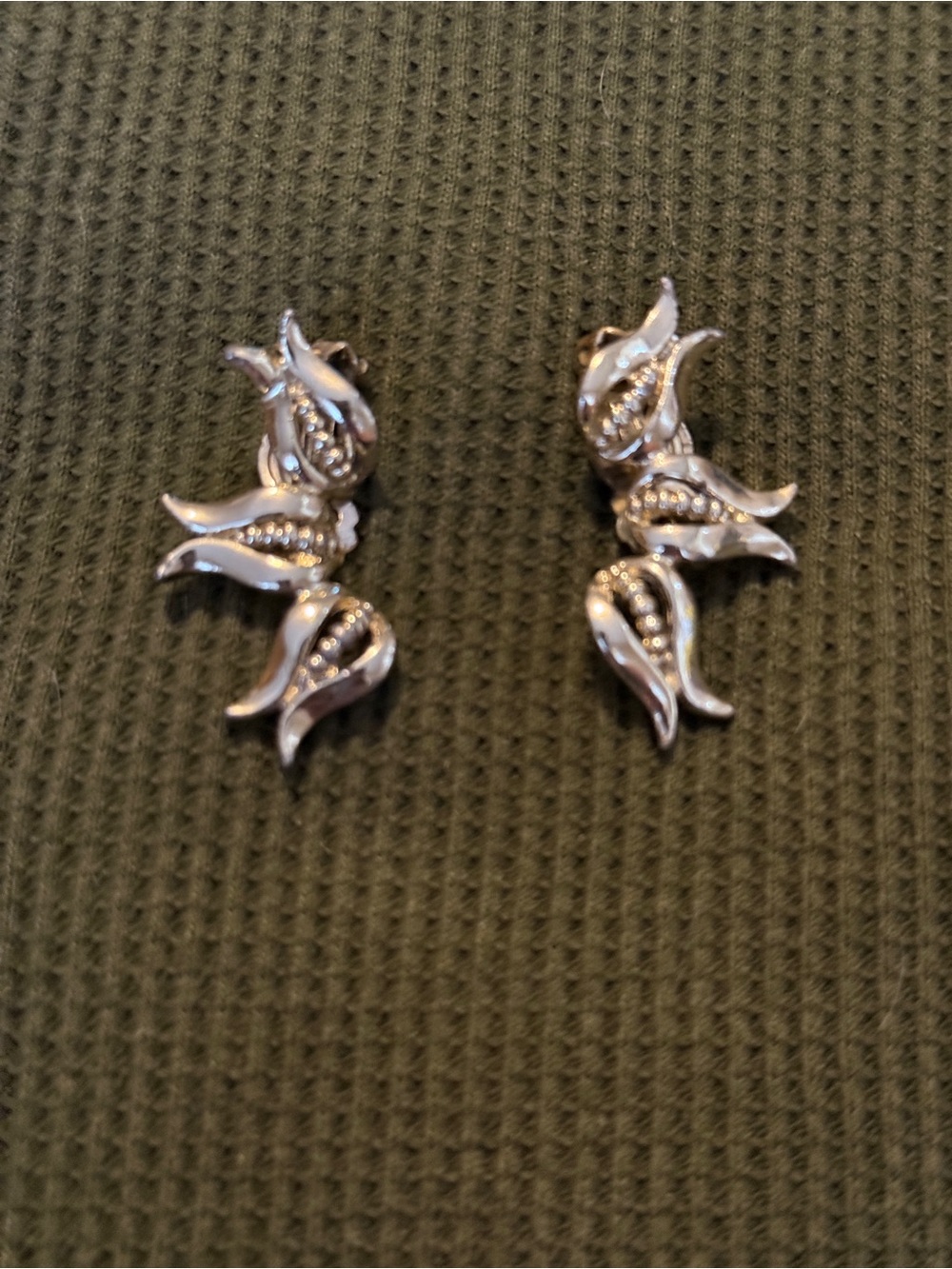 Gold Floral Drop Earrings - Silver